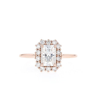 1.80CT Radiant Halo Moissanite Diamond Engagement Ring - ELITE CARAT