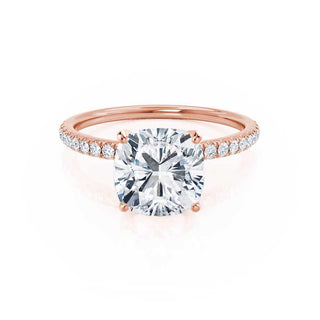 Bague de fiançailles de style solitaire en moissanite en forme de coussin de 0,8 ct