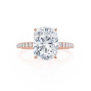 Bague de fiançailles style pavé avec solitaire en moissanite de forme ovale de 1,75 ct