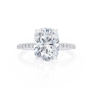 1.75 CT Elongated Cushion Shaped Moissanite Solitaire Pave Engagement Ring