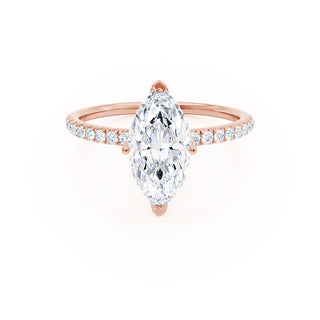 Bague de fiançailles en forme de marquise avec solitaire en moissanite de 1,0 ct style pavé