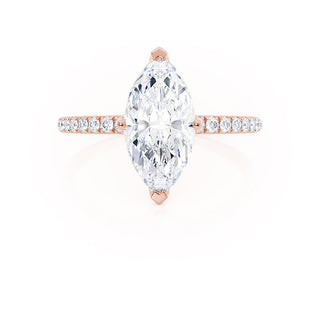 Bague de fiançailles en forme de marquise avec solitaire en moissanite de 1,0 ct style pavé