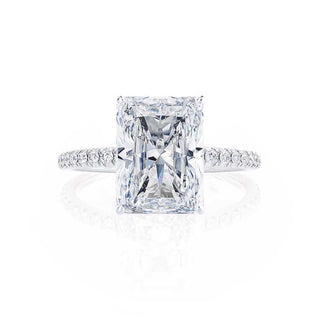 Bague de fiançailles de style pavé avec solitaire en moissanite de forme radiante de 1,20 ct