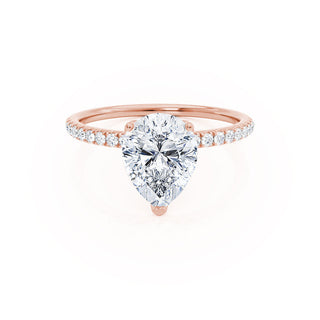 Bague de fiançailles en forme de poire avec solitaire en moissanite de 1,20 ct style pavé