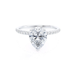 0.94 CT Pear Shaped Moissanite Solitaire Pave Style Engagement Ring