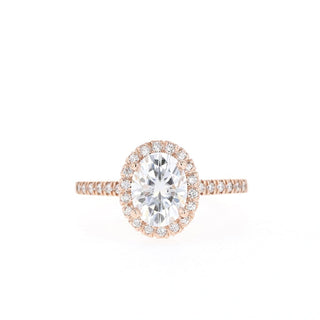 1.20CT Oval Halo Moissanite Diamond Engagement Ring - ELITE CARAT