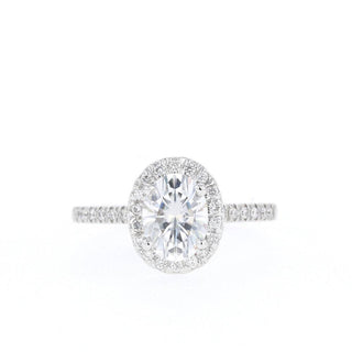 1.20CT Oval Halo Moissanite Diamond Engagement Ring - ELITE CARAT