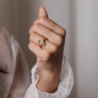 Ensemble de bagues de mariage uniques avec diamants CVD ovales de 1,70 à 3,50 ct