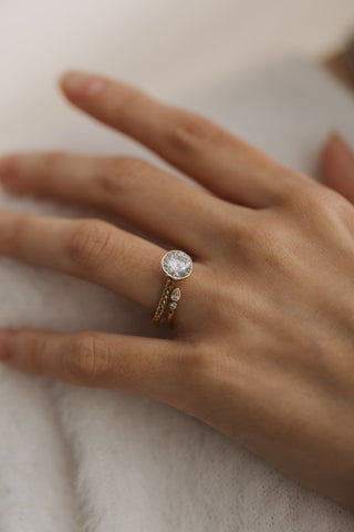 1.50 CT Round Bezel Style Moissanite Engagement Ring