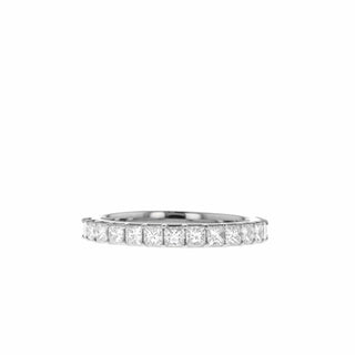 Alliance de mariage en demi-éternité avec moissanite taille princesse de 0,75 ct