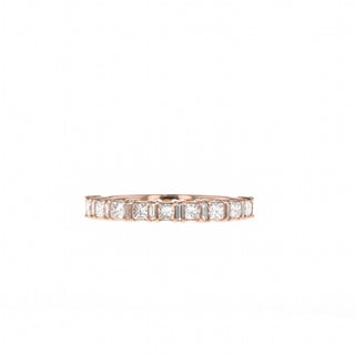 Alliance de mariage en moissanite alternée princesse et baguette de 0,55 ct