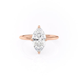 Bague de fiançailles avec halo caché en moissanite de forme marquise de 1,58 ct