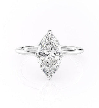 1.58 CT Marquise Shaped Moissanite Hidden Halo Engagement Ring