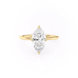 Bague de fiançailles avec halo caché en moissanite de forme marquise de 1,58 ct