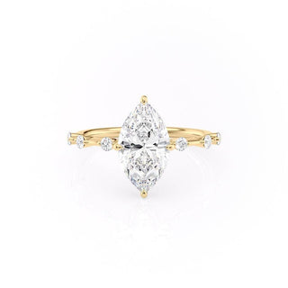 Bague de fiançailles délicate solitaire taille marquise de 1,58 ct avec monture halo cachée