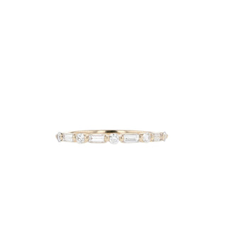 Alliance de mariage demi-éternité en moissanite ronde et baguette de 0,35 ct