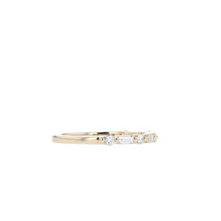 Alliance de mariage demi-éternité en moissanite ronde et baguette de 0,35 ct