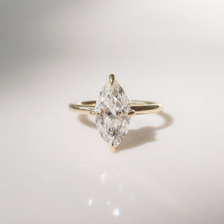 2.0 -4.0 Carats Marquise Shaped CVD Diamond Solitaire Style Engagement Ring