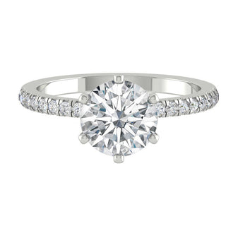 Bague de fiançailles avec solitaire à taille ronde et pavé de moissanite de 1,85 ct