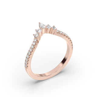 Alliance de mariage en forme de U ou à chevrons avec diamants ronds et poires de 0,13 carat E- VS1