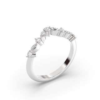 Alliance de mariage en forme de V avec diamants marquise et ronds E-VS1 de 0,30 carat