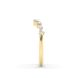 Alliance de mariage en forme de V avec diamants marquise et ronds E-VS1 de 0,30 carat