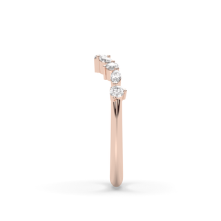 Alliance de mariage en forme de V avec diamants marquise et ronds E-VS1 de 0,30 carat