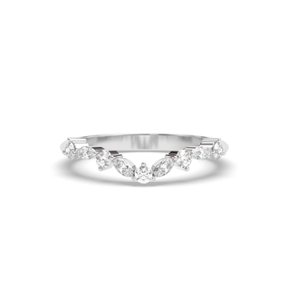 Alliance de mariage en forme de V avec diamants marquise et ronds E-VS1 de 0,30 carat