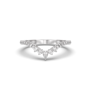 Alliance de mariage en forme de U ou à chevrons avec diamants ronds et poires de 0,13 carat E- VS1