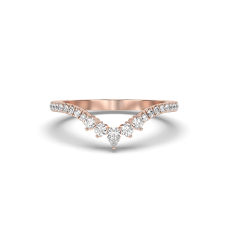 Alliance de mariage en forme de U ou à chevrons avec diamants ronds et poires de 0,13 carat E- VS1