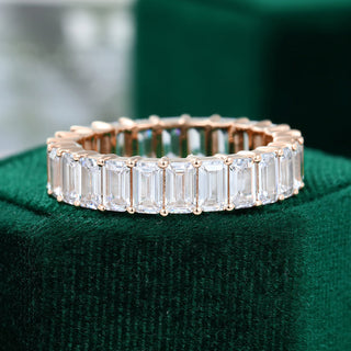 0.25 CT Emerald Moissanite Full Eternity Wedding Band