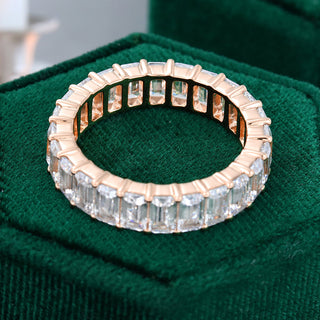 1.25 TCW Emerald Moissanite Full Eternity Wedding Band