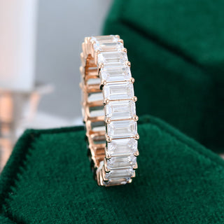 1.25 TCW Emerald Moissanite Full Eternity Wedding Band