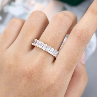 1.25 TCW Emerald Moissanite Full Eternity Wedding Band