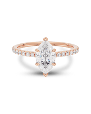 Bague de fiançailles avec pavé de diamants Marquise CVD de 1,0 à 3,0 ct