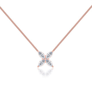 Collier style fleur en diamant et moissanite marquise de 0,23 TCW