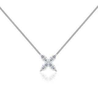 Collier style fleur en diamant et moissanite marquise de 0,23 TCW