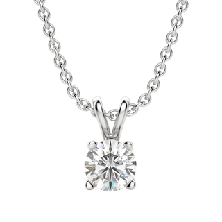 Collier avec diamant solitaire taille ronde en moissanite de 0,25 à 1,0 ct