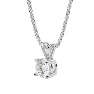 Collier avec diamant solitaire taille ronde en moissanite de 0,25 à 1,0 ct