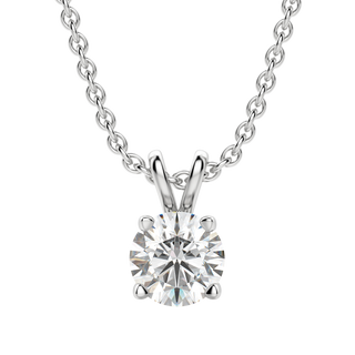 Collier avec diamant solitaire taille ronde en moissanite de 0,25 à 1,0 ct