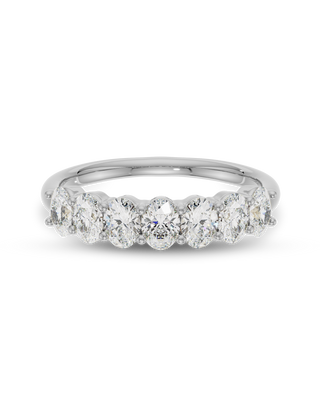 0.50 TCW Oval Cut CVD Diamond Seven Stone Wedding Band