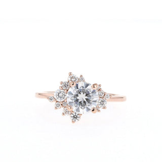 1.05ct Round Solitaire Moissanite Diamond Cluster Engagement Ring