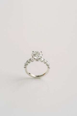 1.0 - 3.0 CT Round CVD Diamond Pave Engagement Ring