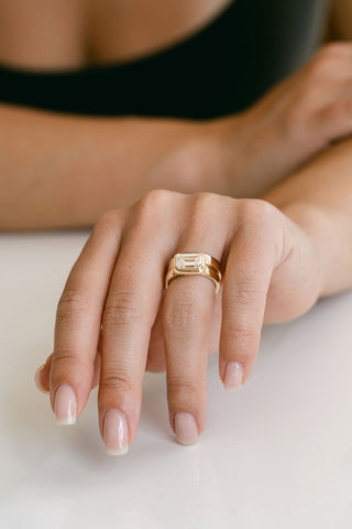 Bague de fiançailles solitaire avec diamant CVD et émeraude de 1,50 à 3,50 ct