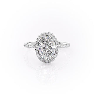 2.10 CT Oval Shaped Moissanite Halo Engagement Ring