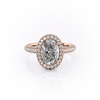 Bague de fiançailles halo en moissanite de forme ovale de 2,10 ct