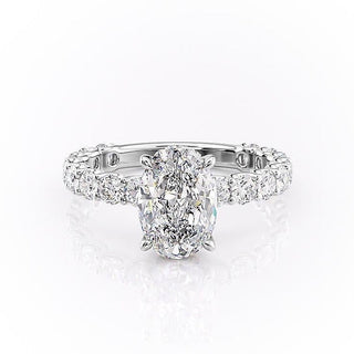 2.10 CT Oval Cut Solitaire Pave Setting Moissanite Engagement Ring