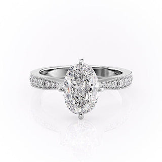 Bague de fiançailles solitaire en moissanite de forme ovale de 2,10 ct