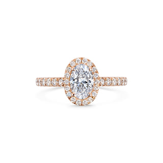 0.7 ct Oval F- VS1 Diamond Halo & Pave Setting Engagement Ring