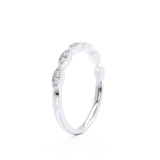 0.16 CT Round Shaped Moissanite Milgrain Style Wedding Band